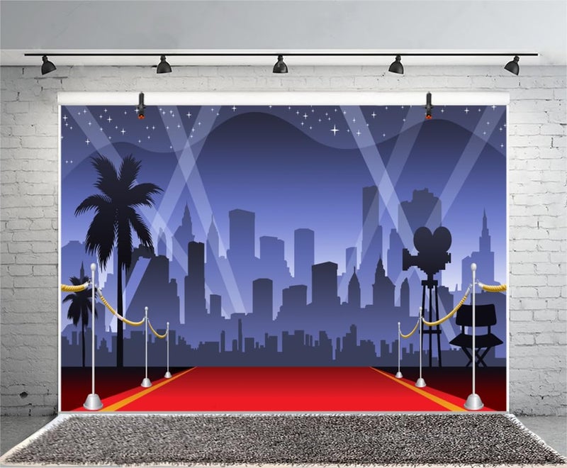 AOFOTO 7x5ft Red Carpet Backdrop Movie Night Stage Lighting Photography Background Celebrity Event Party Premiere Banner Photo Studio Props Kid Adult Artistic Portrait Activity Decoration Wallpaper - Image 5